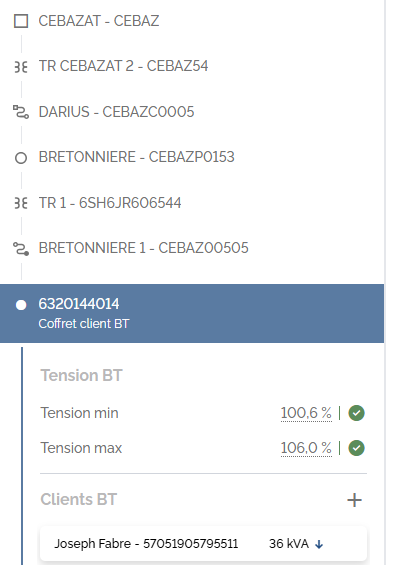 Fiche d'un coffret client BT