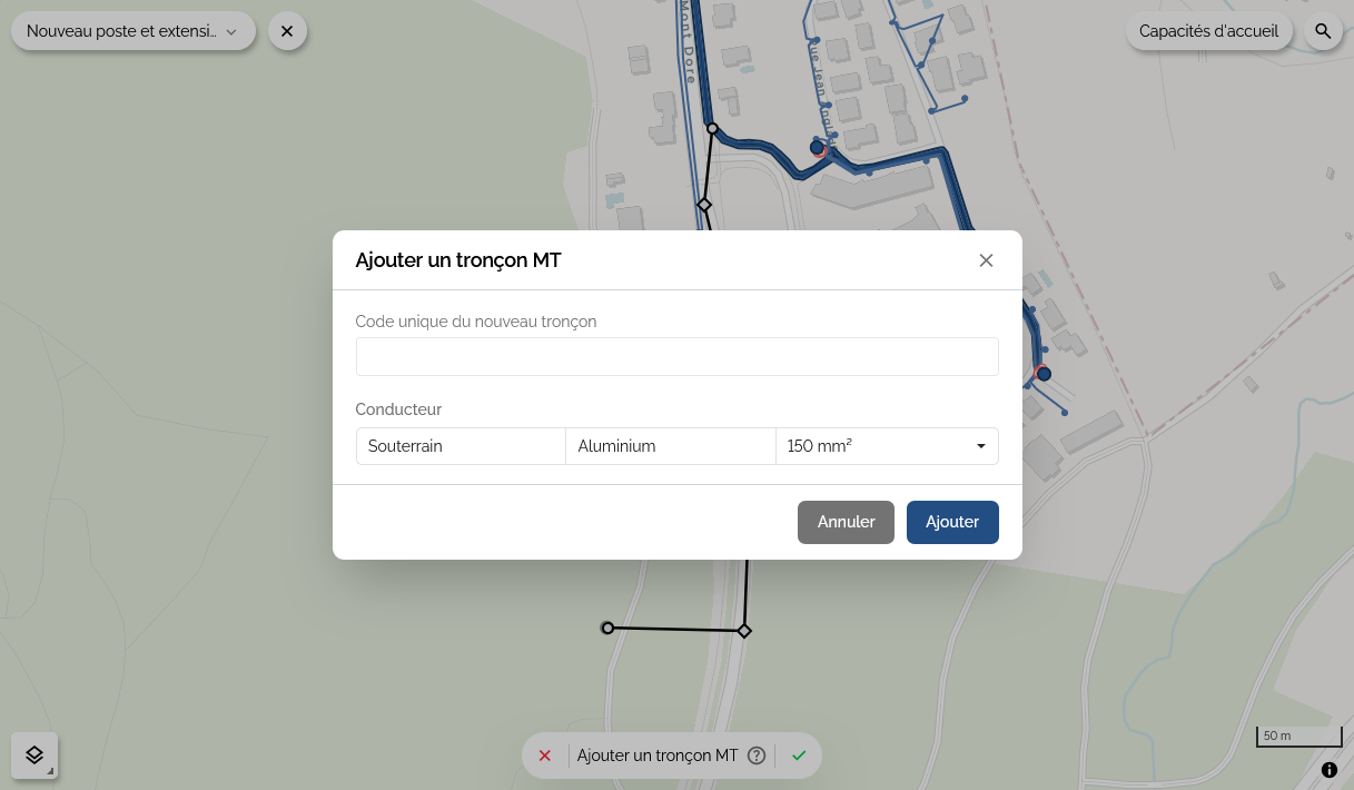Fenêtre de création d'un poste