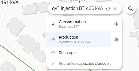 Popover des capacités d'accueil, avec le segment actif et ses actions